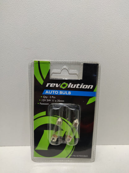 Revolution Festoon Bulb Globe 12V 5W 11mm x 35mm 2 Pack 62-92552LR