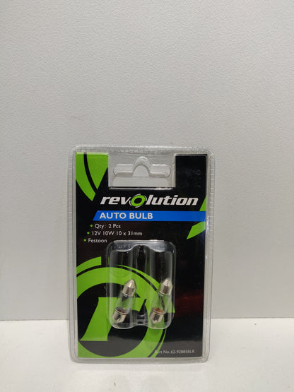 Revolution Festoon Bulb Globe 12V 10W 10mm x 31mm 2 Pack 62-92885BLR