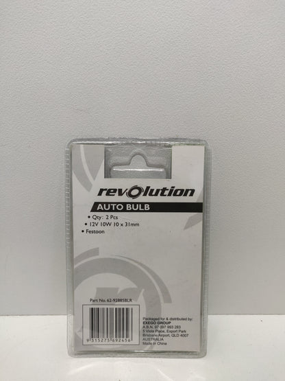 Revolution Festoon Bulb Globe 12V 10W 10mm x 31mm 2 Pack 62-92885BLR