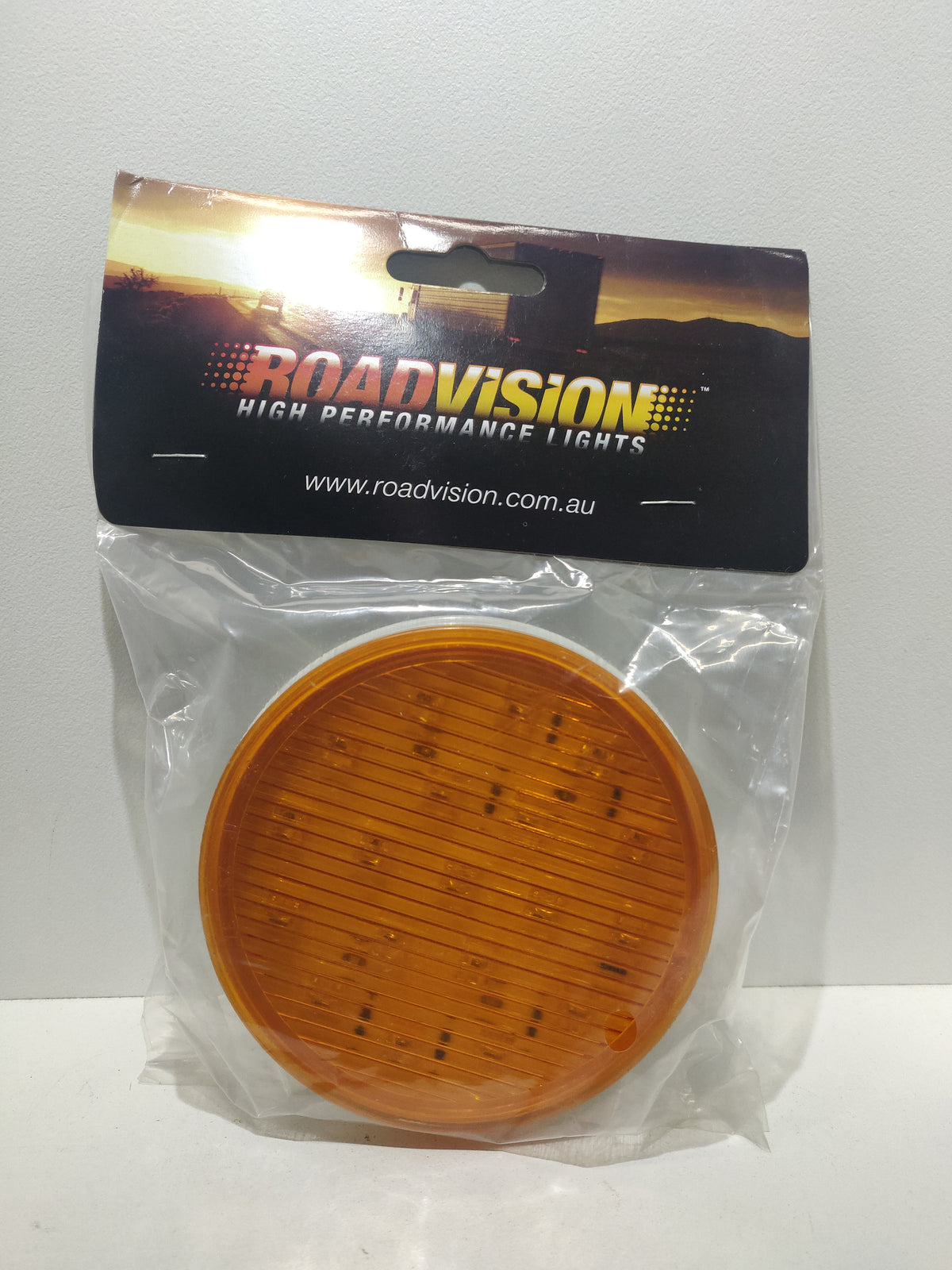 Roadvision Round Light 4'' LED 10-30V 19 Square LED Amber Stripe Lens