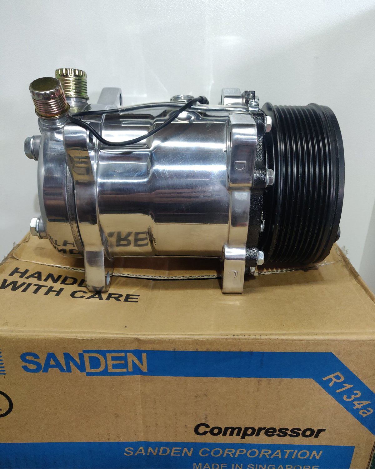 Sanden SD7H15 CXS6140 Polished AC Compressor 12V 10PV 125mm Ear Mount