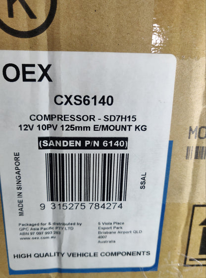 Sanden SD7H15 CXS6140 Polished AC Compressor 12V 10PV 125mm Ear Mount